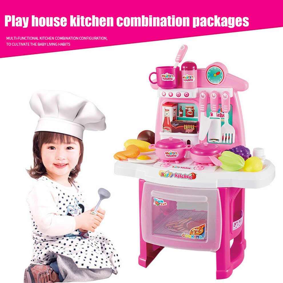 Children'S Educational Light Music Cooking Tableware Play House Kitchen