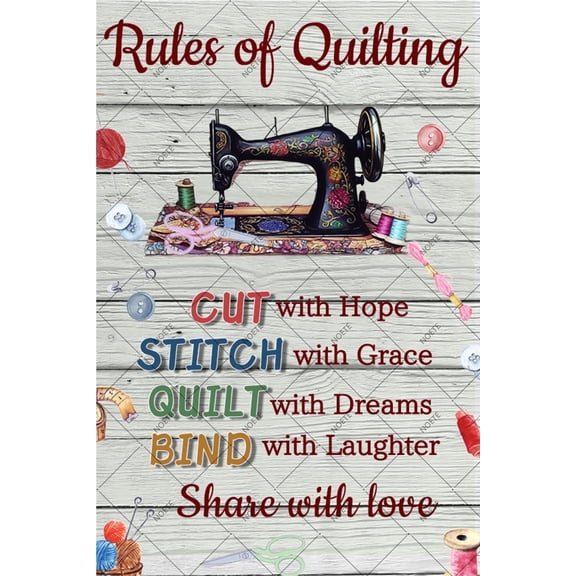 Noete Vintage Rules of Quilting Tin Sign Retro 12x16 Inch Aluminum Wall Art for Home, Coffee Bar & Farmhouse Decor, Durable Quilting Rules Metal Sign