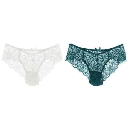 2-Pack Women Panties Lace Cutout Hollow Waist Panties Womens No Show Underwear Seamless High Cut Underwear Women Full Coverage Underwear Women Womens Undies Lace Sheer Panties Thong Boys