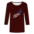 thumbnail image 4 of GERsome 4th of July Patriotic T-Shirt for Women Casual 3/4 Sleeve Tops Loose Fit Crewneck Shirts American Flag Patriotic Tee Shirts S-3XL, 4 of 4