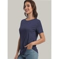 thumbnail image 5 of Women's Lightweight and Soft T-Shirt Curved Hem Crew Neck Smooth Trendy Sleep Lounge Pajama Tops, 5 of 6