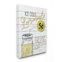 Stupell Industries Lemonade Country Sign Wood Textured Word Design Canvas Wall Art by Lauren Gibbons