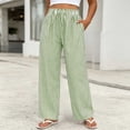 thumbnail image 2 of Women's Fashion Solid Color Elastic Waist Casual Pocket Straight Leg Loose Pants, 2 of 6