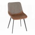 thumbnail image 4 of Industrial Black Metal Two-Tone Chair Set of 2 with Espresso Faux Leather and Brown Fabric, 4 of 5
