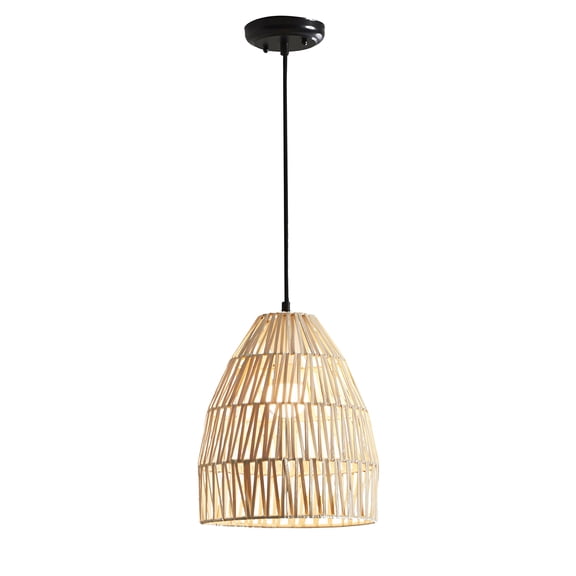 Better Homes & Gardens Tan Round Basket Pendant Light, A19 60W Soft White, Medium Base, Dimmable, 1 pack