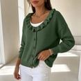 thumbnail image 5 of Edvintorg Cardigan Sweaters for Women Lightweight Plus Size Ruffle Long Sleeve Casual Cardigans Button Down Loose Knit Cardigan Womens Fashion Green S-3XL, 5 of 6