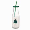thumbnail image 2 of Holiday Time Bear Glass Milk Bottle with Straw 14oz, 2 of 6