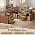 thumbnail image 4 of 69" x 55" Farmhouse L Shaped Electric Standing Desk with 6 Drawers and Storage Shelves, Height Adjustable Computer Desk for Home Office, 4 of 8