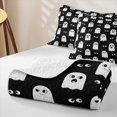 thumbnail image 4 of Feelyou Cartoon Ghost Bed Spread Queen, Spooky Halloween Queen Coverlet Set, Black White, 3pcs, 1 Comforter and 2 Pillowcases, 4 of 7