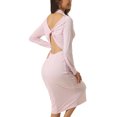 thumbnail image 3 of MODA NOVA Juniors Round Neck Twist Back Long Sleeve Cable Knit Cut Out Bodycon Midi Dress, 3 of 6