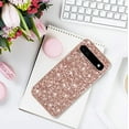 thumbnail image 7 of Compatible with Google Pixel 6A Case Glitter Shockproof,Google Pixel 6A Phone Case Bling Sparkly Soft TPU and PC Silicone Shiny Girl Women Thin Protective Cover (Rose Gold), 7 of 7
