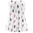 thumbnail image 4 of Tops de tubo fruncidos para mujer, Bandeau sin tirantes, estampado plisado, sin mangas, ajustado, elegante, sin mangas, pluma pequeña blanca L, 4 of 6