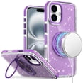 thumbnail image 4 of For Apple iPhone 14 Pro Max Case, Slim Bling Glitter Sparkly Shimmer Hybrid with Magnetic Ring and 360° Rotational Stand [Compatible with Magsafe] Phone Cover (Purple), 4 of 10
