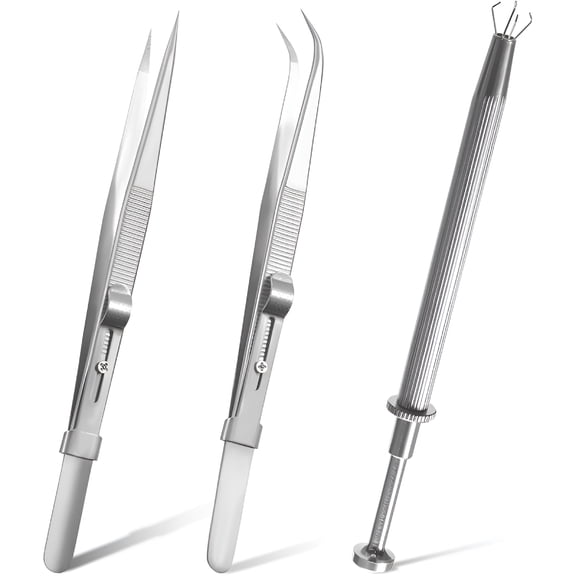 DESIGNICE 3 Pack Diamond Holder Pick up Tool, Gem Stone Jewelry Locking Tweezers, Stainless Steel Diamond Claw Holder Piercing Ball Grabber Tool Kit Beads Jewelry Ball Grabber for Jewelry Making