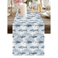 thumbnail image 2 of Burlap Table Runner 90 Inches Long, Watercolors Blue Sharks on Vintage Non-Slip Kitchen Table Runners for Dining Room Everyday Use Party Table Decorations Ocean Animal, 2 of 9