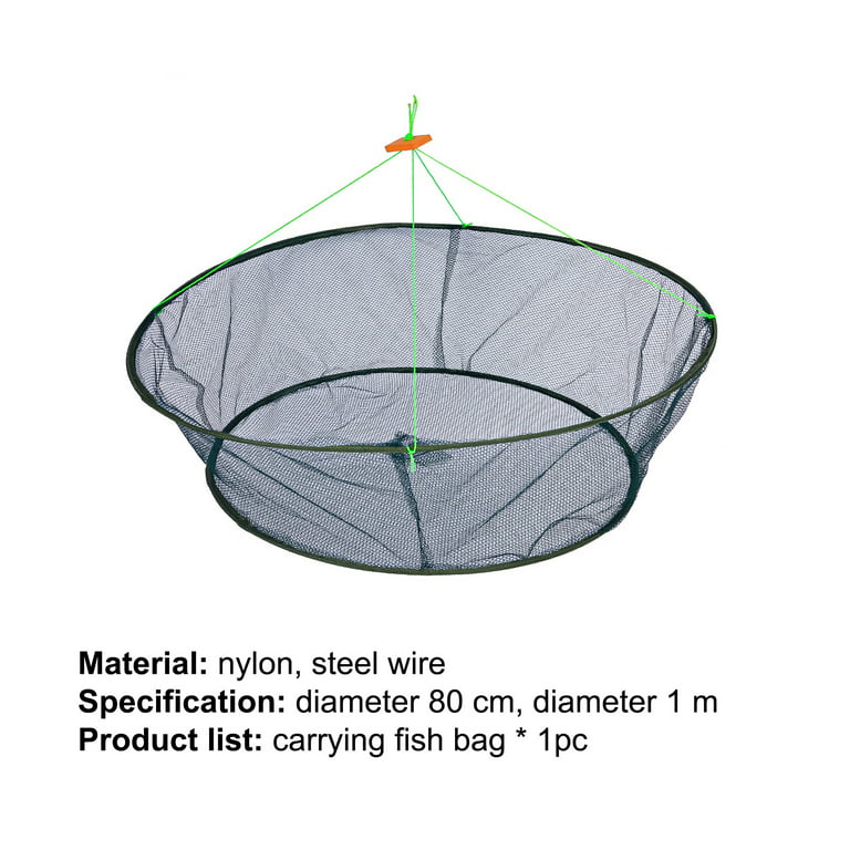 Cheers.us Open Type Foldable Fishing Net Hand Casting Cage Crab Net for Minnows Crab Lobsters Fishes, Size: 80, Green