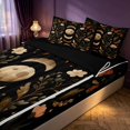 thumbnail image 2 of Homewish Moon Phase Printed Zipper Full Size Comforter Sets with Fitted Sheet and 2 Pillowcases, Butterfly Blossom Zipper Bedding Set, Black Reversible, 2 of 7