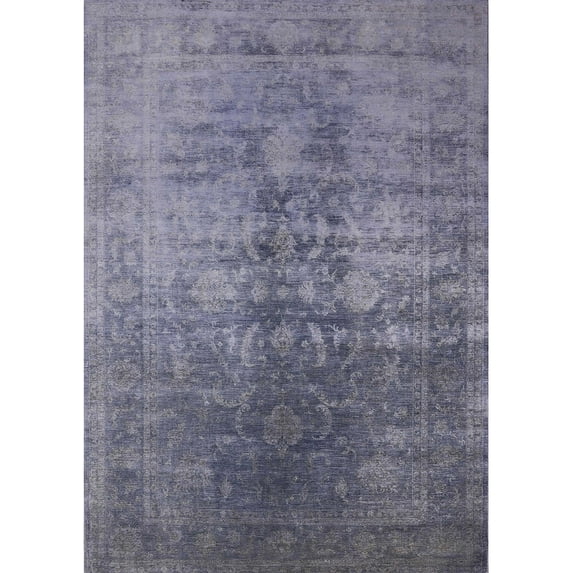 Ahgly Company Indoor Rectangle Mid-Century Modern Purple Oriental Area Rugs, 8' x 10'