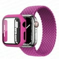 thumbnail image 1 of ALMNVO Apple Watch Bands 40mm Screen Protector Case Braided Solo Loop Strap with Protective Case, Stretchy Wristband Elastic Nylon Strap Bracelet for iWatch Series 6 5 4 SE,Pearly purple, 1 of 6
