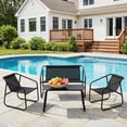thumbnail image 5 of TINKLE WELL 4-Piece Patio Furniture Set, 2 Rocking Chairs and 1 Bench with Textilene Fabric, Tempered Glass Coffee Table, for Lawn, Garden, Balcony & Poolside, 5 of 7