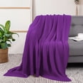 thumbnail image 2 of Manta de punto suave de algodón 100% PiccoCasa para sofá cama, morado 50"x60", 2 of 8