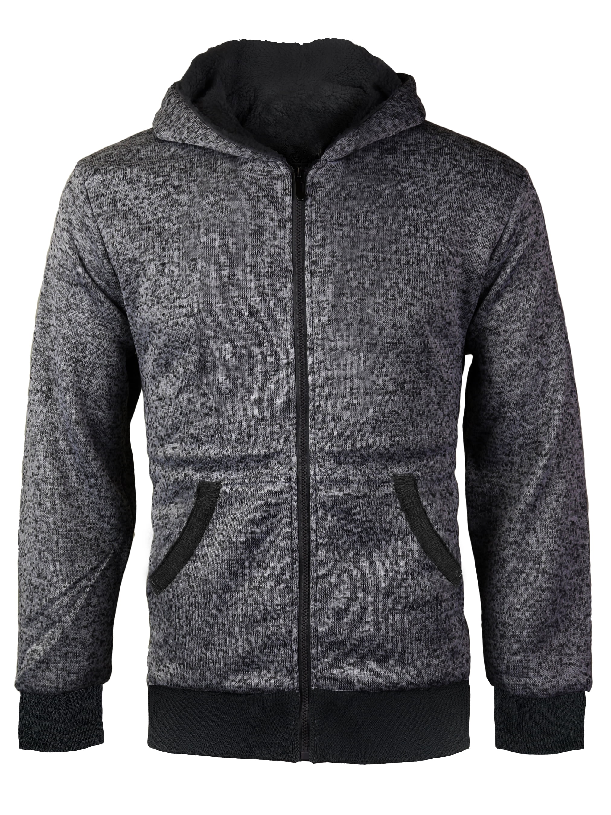 Kids black Sherpa Lined Fleece Zip Up Hoodie Sweater Jacket size S,M,L,XL NEW! 
