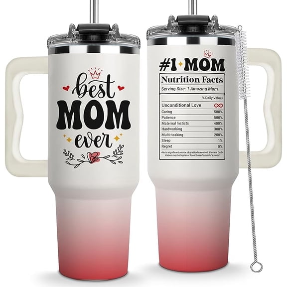 LIERIE8888 Mothers Day Gifts For Mom - Best Mom Ever Tumbler, Mommy Coffee Mug, Mama Tumblers, Momma Gift Ideas, Funny Birthday Present For Her, Mom Cup, Cute Mother Day Gift Tumbler With Handle 40oz