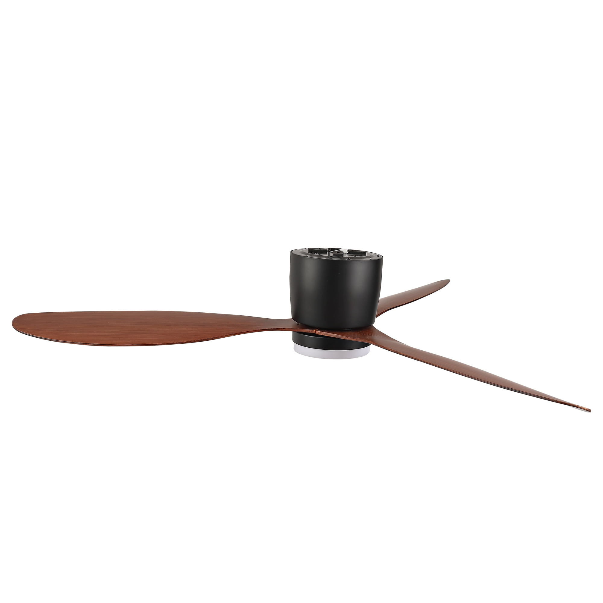 52" Black Flush Mount Ceiling Fan with Lights & Remote, 6-Speed DC, Low Profile