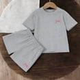 thumbnail image 5 of Fesfesfes Girls Floral Print Bowknot Two Piece Homewear Set Soft Gauze Summer Short Sleeve Round Neck Comfortable Outfit for Baby and Toddler Playwear(Gray,11-12 Years), 5 of 6
