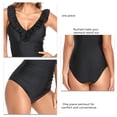 thumbnail image 5 of One Piece Swimsuit V Neck Pure Color Ruched Oversized Vintage Bathing Suit for Swimming Black XL, 5 of 6