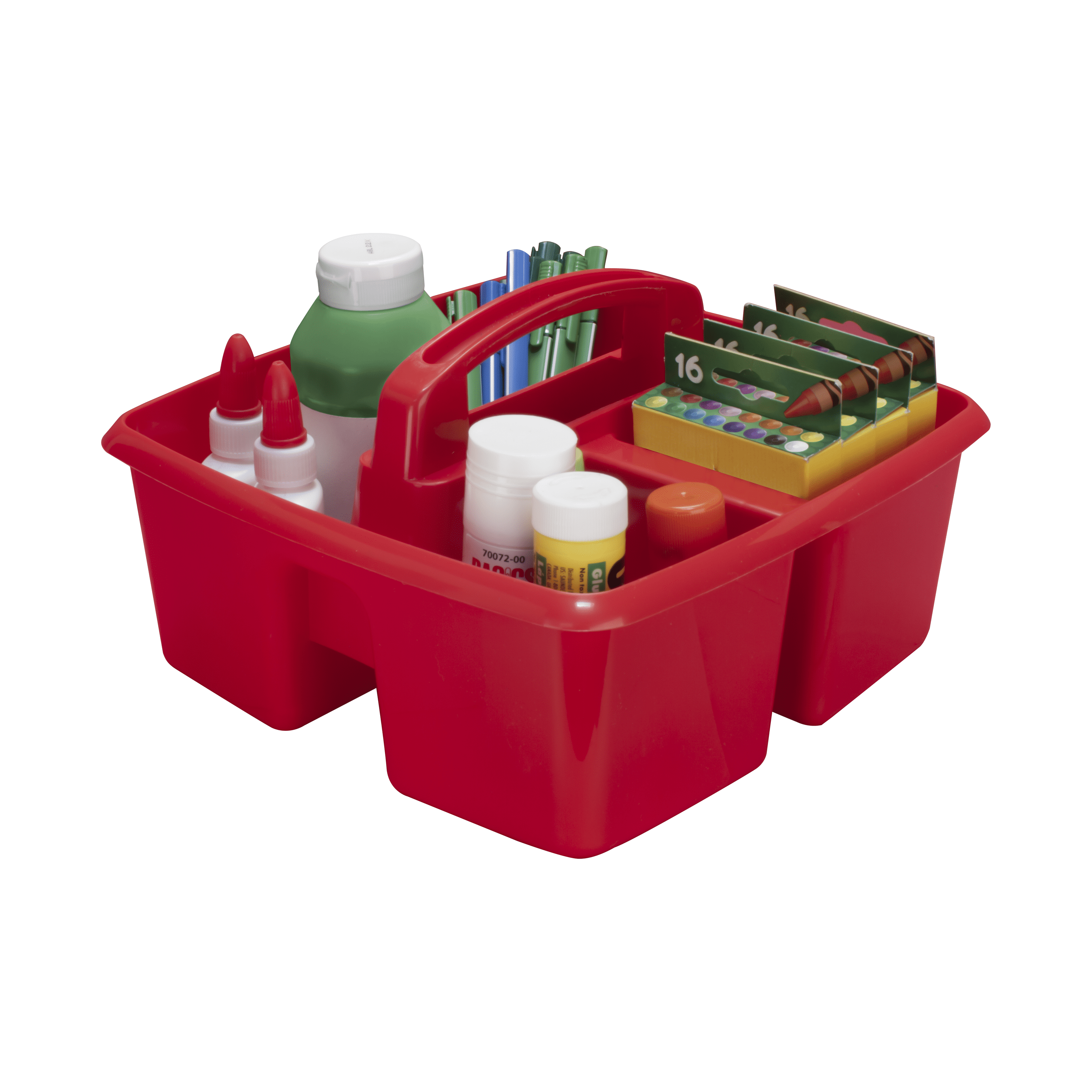 Storex Plastic Desktop Organizer Caddy with Handle, Craft and Hobby Storage Caddies, Red, 6-Pack