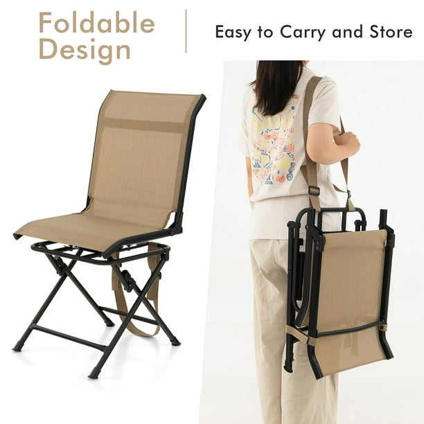 Gymax Folding 360 Silent Swivel Hunting Chair Blind Chair All weather Outdoor