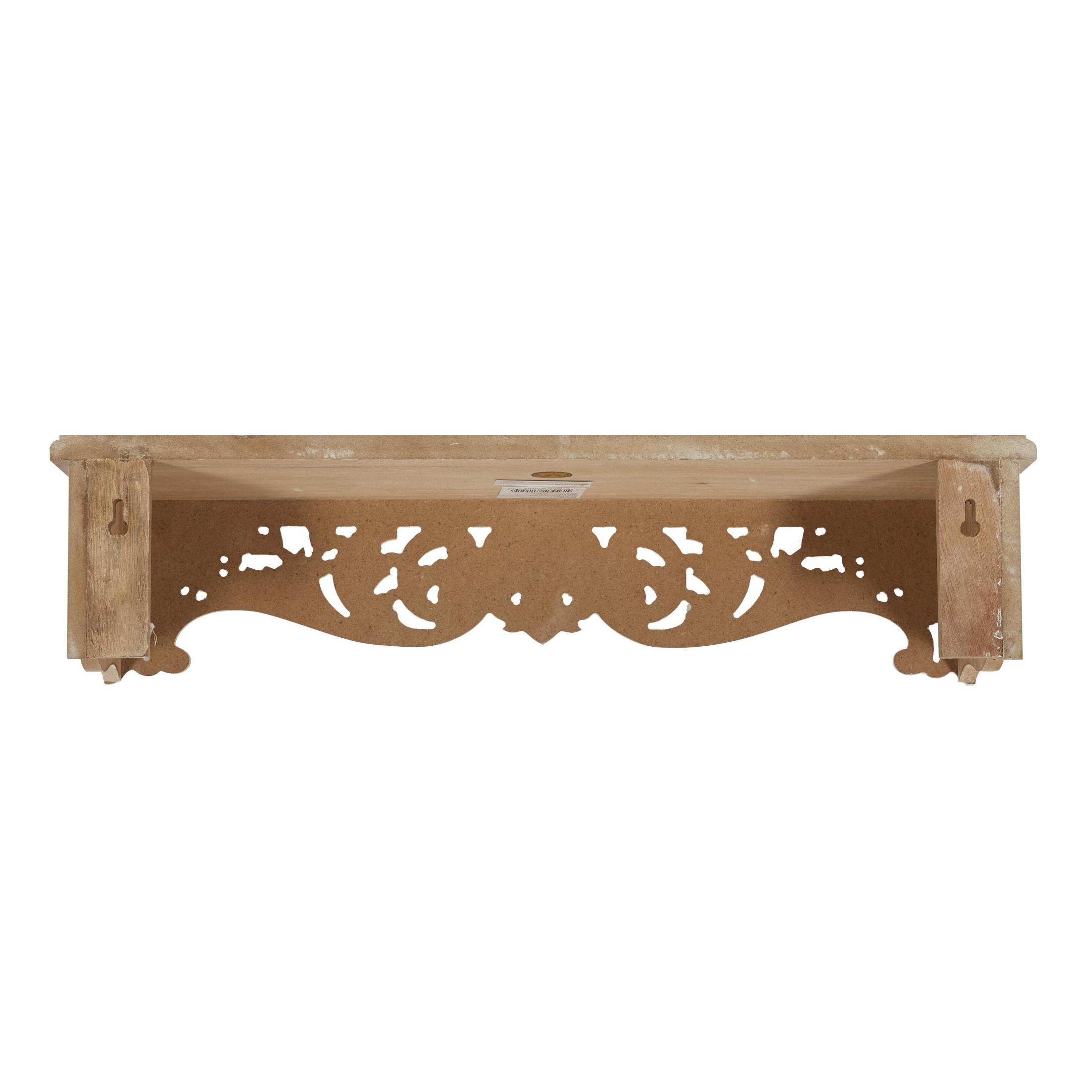 DecMode 19", 24", 28"W Carved 3-Tier Cream Scroll Wall Shelf (3 Count)