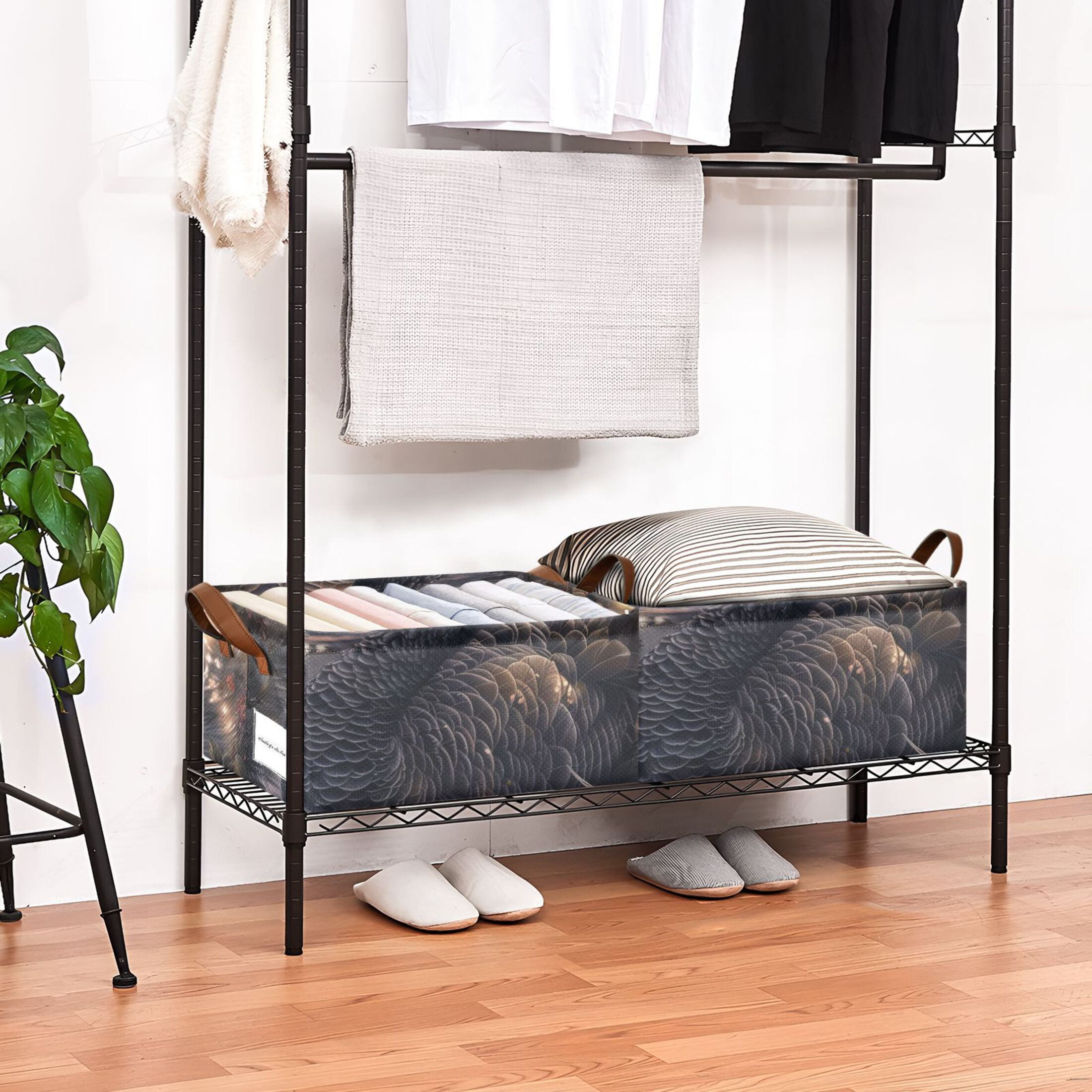 Black Swan Storage Bins with Handles Foldable Storage Baskets for Shelves Organizer Cloth Baskets
