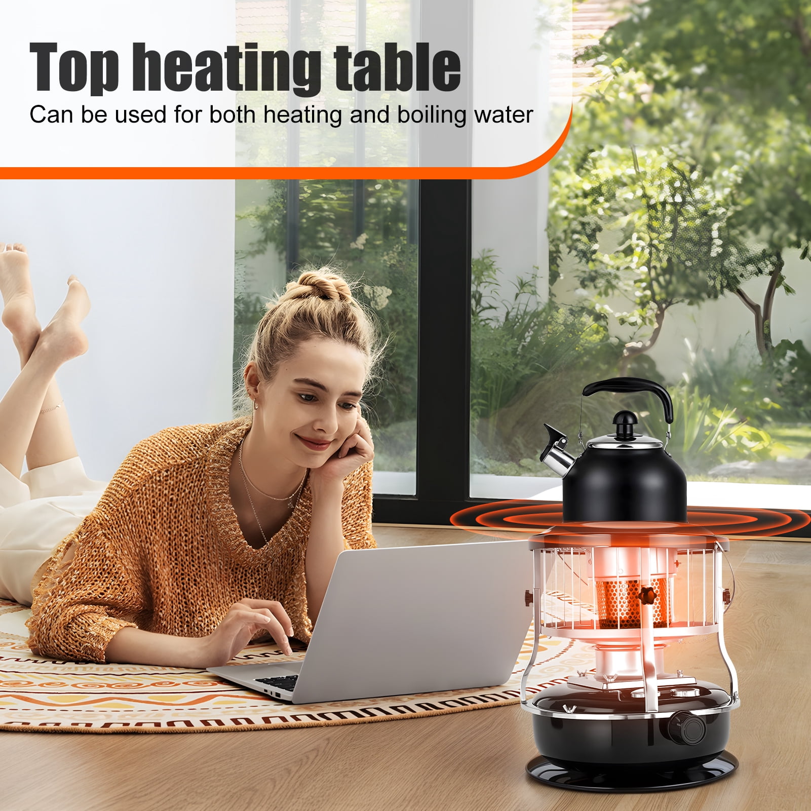 2-in-1 Kerosene Heater & Stove 9000 BTU, Portable Non-Electric Indoor/Outdoor Radiant Heater for Camping, Cooking, Emergency Heat