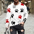 thumbnail image 1 of Ceisia Men's Colorful Glitter Paw Print T-Shirt | Slim Long-Sleeve Crewneck Casual Top Gift, 1 of 5