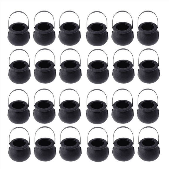 24Pcs Mini Candy Kettles Witch Skeleton Cauldron Holder Pot with Handle for Halloween Easter 'S Day Party