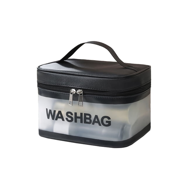 Deeceymbur Waterproof PVC Compact Travel Toiletry Bag with Handle for Cosmetics Makeup Accessories Storage