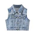 thumbnail image 2 of Blekii Kids Girls Solid Color Vest, Kids Girls Solid Color Vest, Jacket Sleeveless Outerwear for Autumn Winter, Casual Layering Piece Denim Jacket Sleeveless Outerwear Autumn Layering, Winter Wear,, 2 of 7