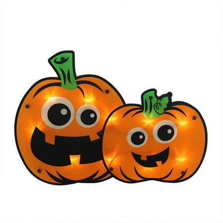 Northlight Seasonal Lighted Jack-o-lantern Pumpkin Couple Halloween Window 10 Light Lighted Window