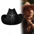 thumbnail image 4 of yuksok Cowboy Hat Casual Party Hat Cosplay Sun Hat for Women Girls Engagement Party Black, 4 of 8