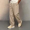 thumbnail image 5 of Men's Elastic Waist Golf Pants, Business Casual Relaxed Fit Straight Leg Trousers, Drawstring Chino Pants for office & Golf Big and Tall Size S-3XL Beige, 5 of 6