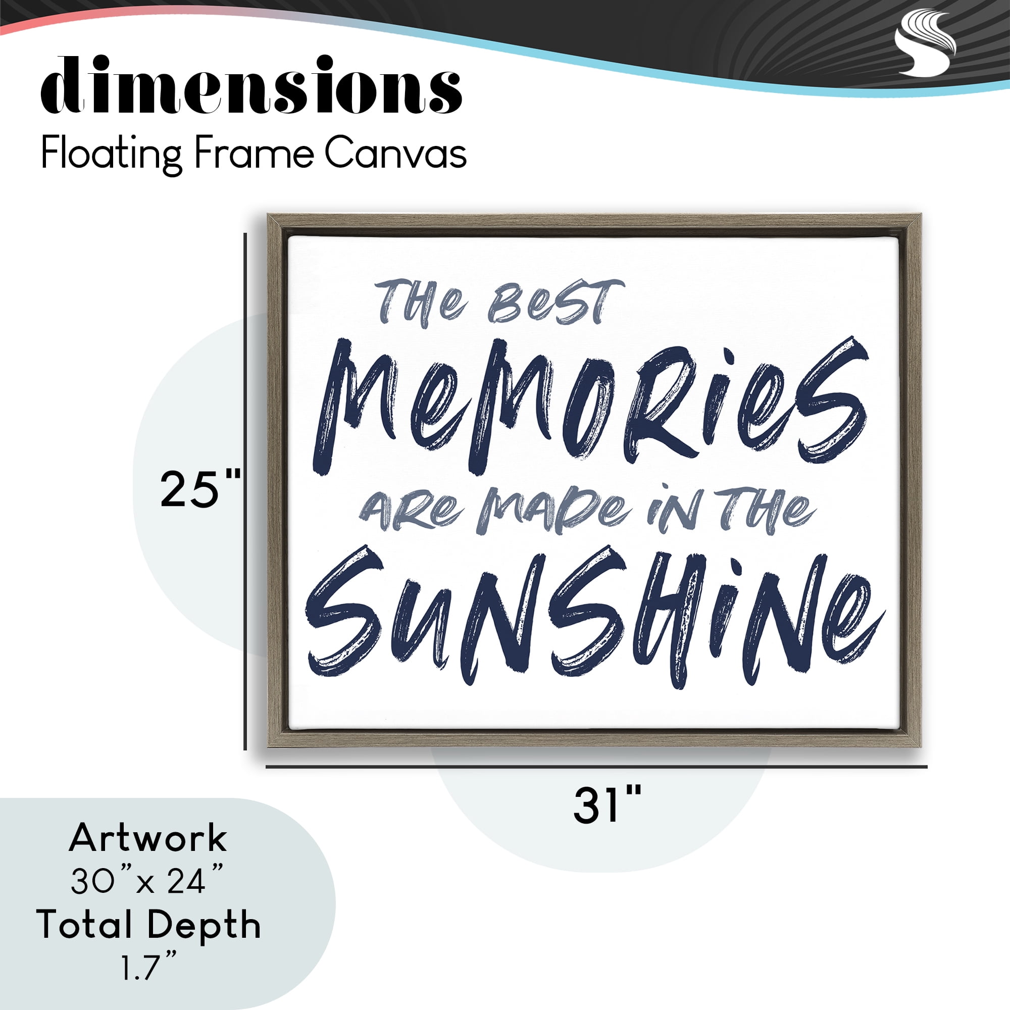 Memories Made In Sunshine Brown Framed Floater Canvas Wall Art, design by Lettered and Lined