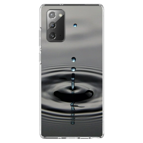 DistinctInk Clear Shockproof Hybrid Case for Samsung Galaxy Note 20 (6.7" Screen) - TPU Bumper, Acrylic Back, Tempered Glass Screen Protector - Single Water Droplet
