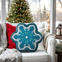 XUNHAO Throw Pillow Merry Christmas Snowflake Shaped Velvet Xmas Embroidered Snowflake Christmas Cushion For Couch Living Room Bed Cute Decorative Pillows