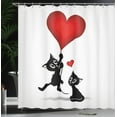 thumbnail image 4 of Ambesonne Valentines Shower Curtain, Cats Balloons, 69"Wx84"L, Vermilion Black, 4 of 5