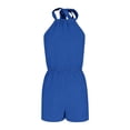thumbnail image 6 of Yuhangmm Womens Rompers for Summer, Elegant Sleeveless One Piece Outfit with Tie Detailing Casual Summer Style Blue XXL, 6 of 7