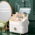 thumbnail image 5 of Preppy Skincare Organizers Makeup Organizer Holder Cosmetic Storage Box Display Case 3 Tiers Dust Free Cover Portable Handle 2 Rroomy Drawers Gift Great For Bathroom Countertop Dresser Ivory White, 5 of 6