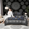 thumbnail image 4 of Erosebridal Howling Wolf Bedding Comforter Set, Bohemian Aztec Mandala Full Bedding Set, Black Gray Blue, Black Reversible 7pcs, 4 of 6