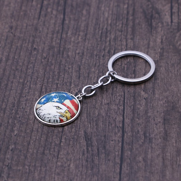 American Usa Flag Car Keychain, Creativre Zinc Alloy Circular Car